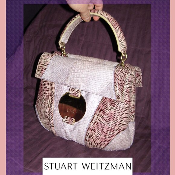 💜 RARE STUART WEITZMAN Snakeskin Reptile Structured Bag EUC - Picture 1 of 16